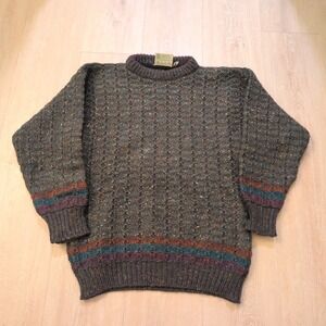 VTG Gaeltarra Women's Small 36" Wool Cable Knit Sweater Ireland Speckle